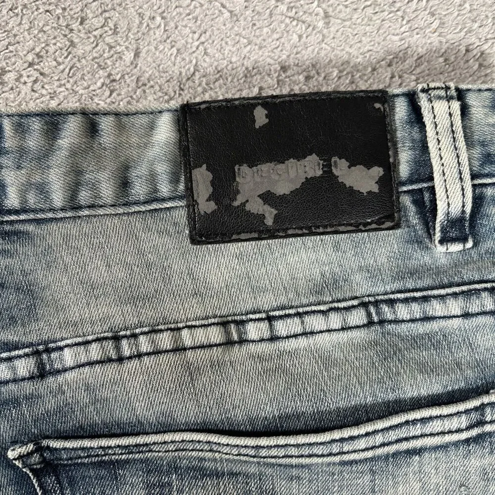 Decibel Jeans Mens 38x30 Denim Acid Wash Distressed Rip Paint Splatter Graffiti